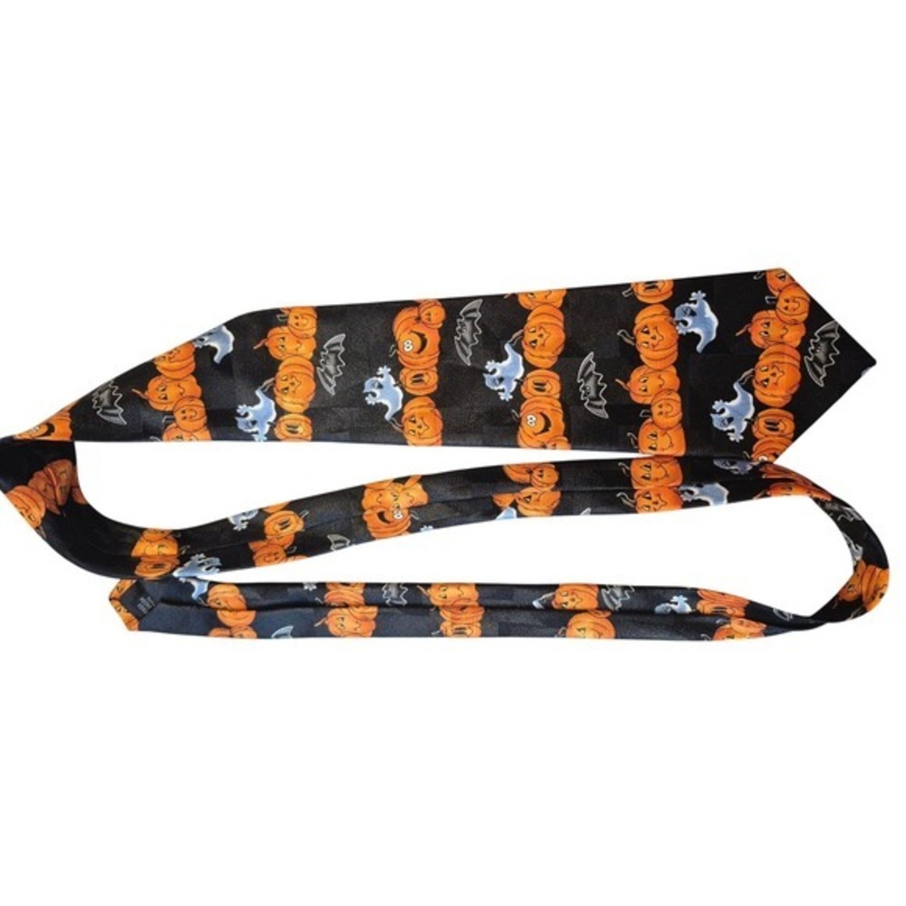 Novelty Ties Halloween‎ Tie Pumpkins Ghosts Bats Spooky Holiday Mens Necktie - Picture 5 of 8